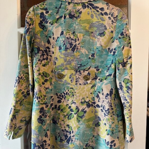 ETCETERA NWT Blue and Green Floral Silk Blend Jacket Size 4 - Picture 2 of 4